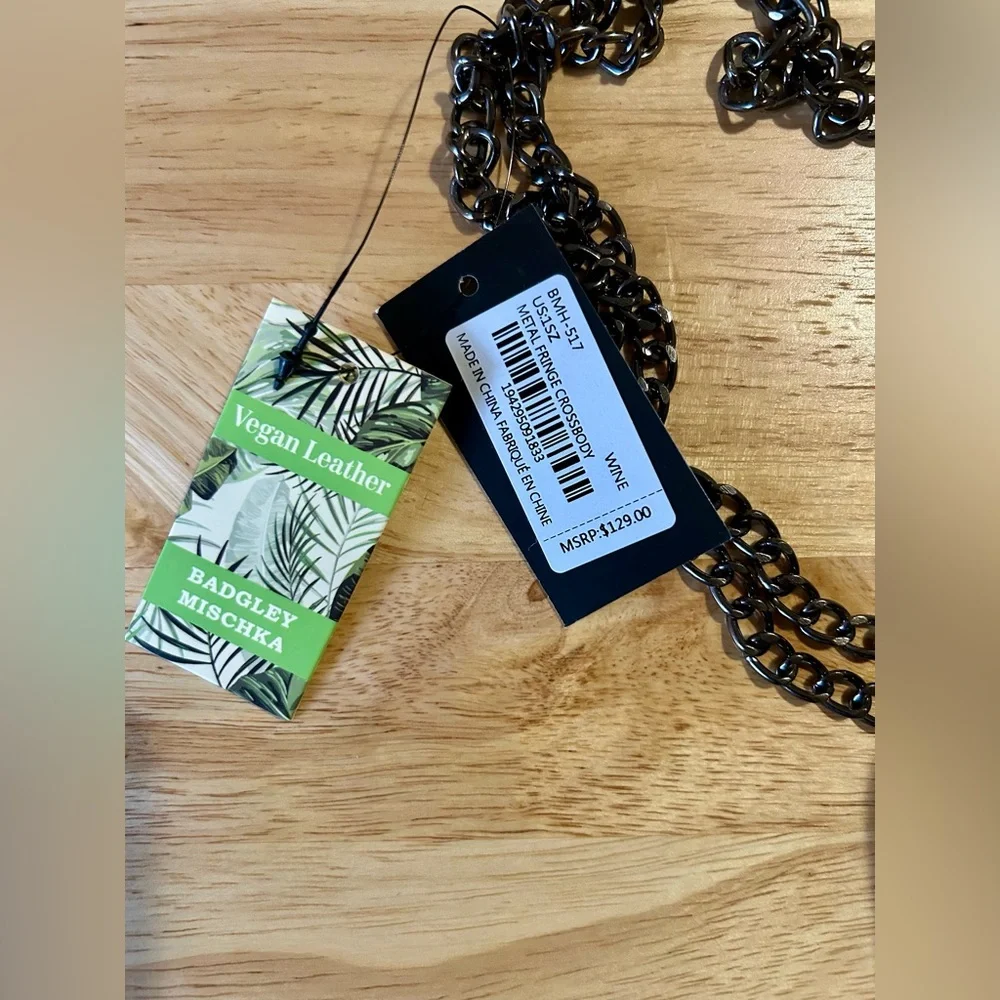 Badgley Mischka Monogram Tassel Crossbody - Wine Burgundy Red NWT - Picture 8 of 9